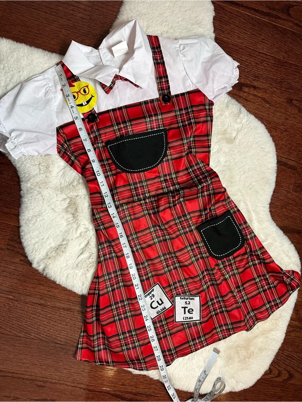 Cute Red Plaid Schoolgirl Nerd Costume … youth 10-12